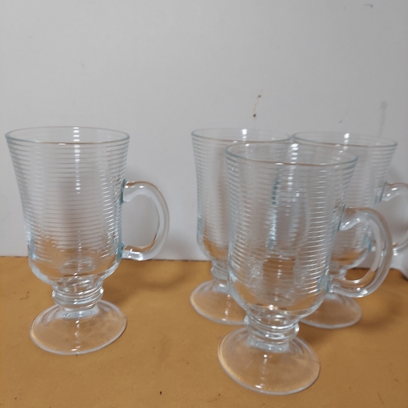 Irish coffee Ribbed Texture Glass Mugs Made In Portugal Set Of 4 , 7oz - Picture 7 of 9